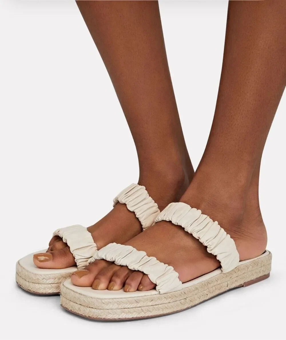 Staud maya ruched slip on espadrille sandals l flats - shoes sz 10/11 41